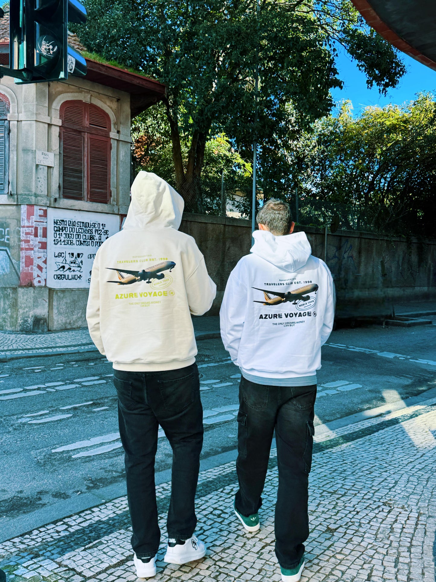 Azure Voyage White Hoodie