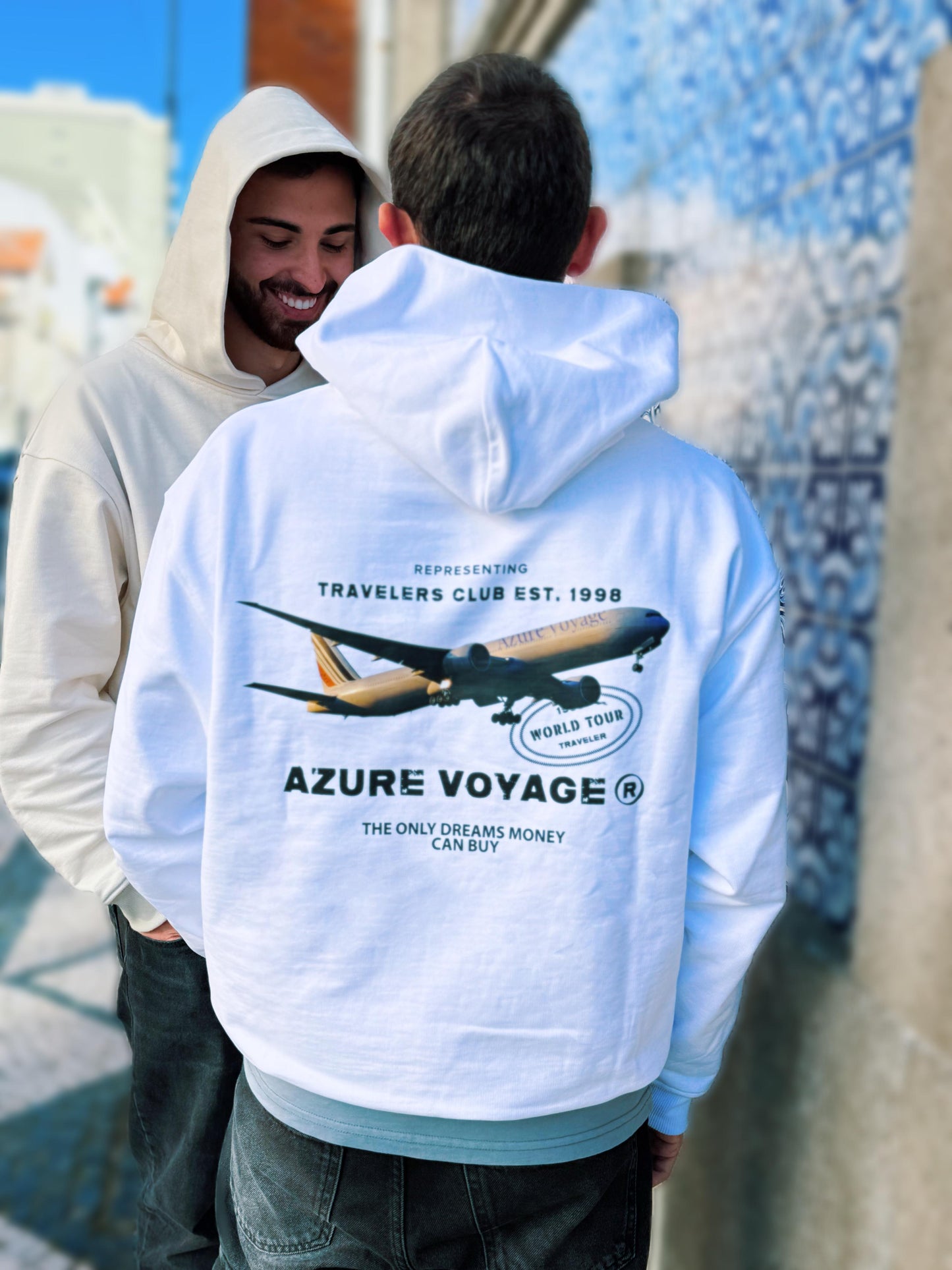 Azure Voyage White Hoodie