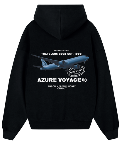 Azure Voyage Black Hoodie